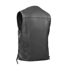 Load image into Gallery viewer, Men's Black Leather Vest with Side Laces and Smart Access Pockets