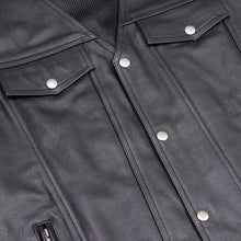 Load image into Gallery viewer, Men's Black Leather Vest with Side Laces and Smart Access Pockets