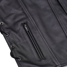 Load image into Gallery viewer, Men's Black Leather Vest with Side Laces and Smart Access Pockets