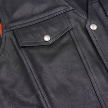Load image into Gallery viewer, Men's Black Leather Vest with Side Laces and Smart Access Pockets