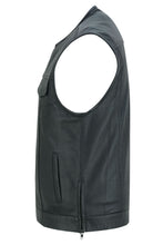 Load image into Gallery viewer, Men's Collarless Perforated Leather Vest - Black