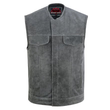 Load image into Gallery viewer, Men's Distressed Gray Cowhide Leather  Motorcycle Vest