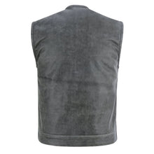 Load image into Gallery viewer, Men's Distressed Gray Cowhide Leather  Motorcycle Vest