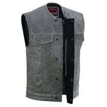 Load image into Gallery viewer, Men's Distressed Gray Cowhide Leather  Motorcycle Vest