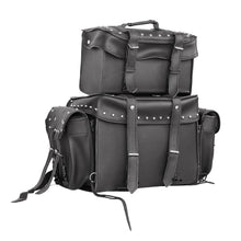 Load image into Gallery viewer, Leather Black PVC Large 4 Piece Motorcycle Touring Tail Bag wi