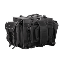 Load image into Gallery viewer, Leather Black PVC Large 4 Piece Motorcycle Touring Tail Bag wi