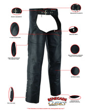 Load image into Gallery viewer, Leather Guard  Unisex leather motorcycle chaps - Black