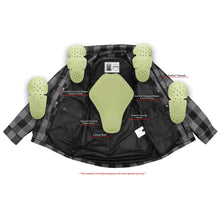 Load image into Gallery viewer, Alpha Check Men's  Armored Motorcycle Flannel Shirt - Gray/Black