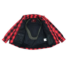 Load image into Gallery viewer, Alpha Check Men's  Armored Motorcycle Flannel Shirt - Red/Black