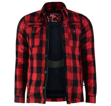 Load image into Gallery viewer, Alpha Check Men's  Armored Motorcycle Flannel Shirt - Red/Black