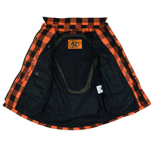 Load image into Gallery viewer, Alpha Check  Men's  Armored Motorcycle Flannel Shirt - Orange