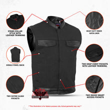 Load image into Gallery viewer, Canvas Material Single Back Panel Concealment Vest W/Leather Tr