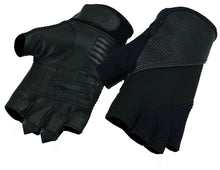 Load image into Gallery viewer, Leather/ Textile Fingerless Glove