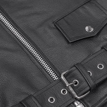 Load image into Gallery viewer, Classic Star Black Men's Leather Motorcycle Jacket – Adjustable Fit