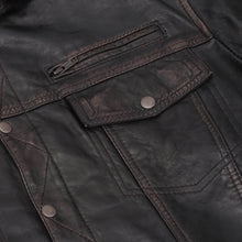 Load image into Gallery viewer, Men's Black Lightweight Drum Dyed  Distressed Lambskin Jacket with Removable Hoodie