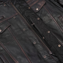 Load image into Gallery viewer, Men's Black Lightweight Drum Dyed  Distressed Lambskin Jacket with Removable Hoodie