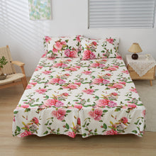 Load image into Gallery viewer, DaDa Bedding Romantic Roses Floral Bed Skirt - Matching Pink &amp; White Ruffled Dust Ruffle for Quilted Coverlet Set - Lightweight &amp; Breathable Polyester Bedskirt