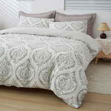 Load image into Gallery viewer, Tache Dreamy Moon Sky Ogee Damask Heather Gray White Duvet Cover (TB300)