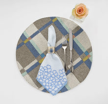 Load image into Gallery viewer, Sparkle bee napkin rings, blue, set of two