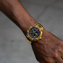 Load image into Gallery viewer, AM1001SS - AMBASSADOR POLISHED 18K GOLD / BLACK / SS BAND