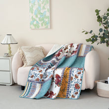 Load image into Gallery viewer, Tache Cotton Patchwork Old World Garden Pastel Blue Yellow Red Hummingbirds Quilted Throw Blanket (JHW-936)