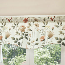 Load image into Gallery viewer, DaDa Bedding Collection Enchanted Meadow Semi-Sheer Valance - Floral Elegance in Beige, Rose, and Soft Green, Light Filtering See Through Microfiber, Rod Pocket Design, 18x52 Inches