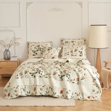 Load image into Gallery viewer, DaDalogy Enchanted Meadow Bed in a bag Set - Victoria Garden Delicate Floral Symphony in Beige, Rose, and Soft Green, Luxuriously Soft Quilted Set