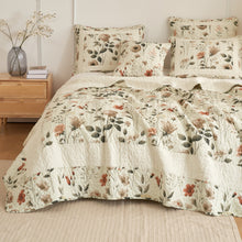 Load image into Gallery viewer, DaDalogy Enchanted Meadow Bed in a bag Set - Victoria Garden Delicate Floral Symphony in Beige, Rose, and Soft Green, Luxuriously Soft Quilted Set