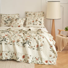 Load image into Gallery viewer, DaDalogy Enchanted Meadow Bed in a bag Set - Victoria Garden Delicate Floral Symphony in Beige, Rose, and Soft Green, Luxuriously Soft Quilted Set