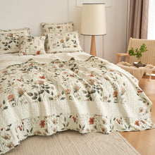 Load image into Gallery viewer, DaDalogy Enchanted Meadow Bed in a bag Set - Victoria Garden Delicate Floral Symphony in Beige, Rose, and Soft Green, Luxuriously Soft Quilted Set