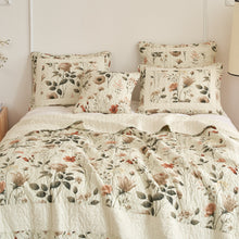 Load image into Gallery viewer, DaDalogy Enchanted Meadow Bed in a bag Set - Victoria Garden Delicate Floral Symphony in Beige, Rose, and Soft Green, Luxuriously Soft Quilted Set