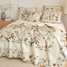 Load image into Gallery viewer, DaDalogy Enchanted Meadow Bed in a bag Set - Victoria Garden Delicate Floral Symphony in Beige, Rose, and Soft Green, Luxuriously Soft Quilted Set