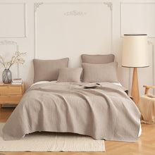 Load image into Gallery viewer, DaDa Bedding Neutral Taupe Beige Sandy Elegant Matelasse Cotton Quilted Bedspread Set (JHW-585)
