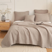 Load image into Gallery viewer, DaDa Bedding Neutral Taupe Beige Sandy Elegant Matelasse Cotton Quilted Bedspread Set (JHW-585)