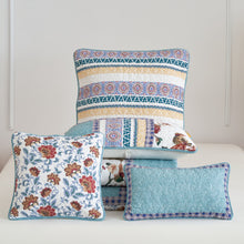 Load image into Gallery viewer, Tache Cotton Patchwork Blue Yellow Old World Hummingbirds Garden Euro Sham (JHW-936)