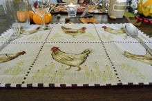 Load image into Gallery viewer, Tache Country Farmhouse Rooster Hens Woven Tapestry Placemat Set (13139PM)