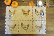 Load image into Gallery viewer, Tache Country Farmhouse Rooster Hens Woven Tapestry Placemat Set (13139PM)