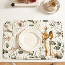 Load image into Gallery viewer, DaDalogy Enchanted Meadow Placemats - Set of 4, Floral Elegance in Beige, Rose, and Soft Green, Premium Soft Microfiber, Perfect for Any Meal, 13x19 Inches