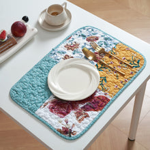 Load image into Gallery viewer, Tache Old World Garden Pastel Blue Yellow Red Hummingbirds Cotton Patchwork Placemats (JHW-936)