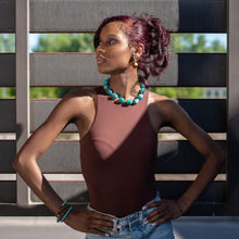 Load image into Gallery viewer, Ice Blue &amp; Chocolate Gold Drop Earrings *