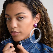 Load image into Gallery viewer, Clear &amp; Lilac Moonglow Iris Earrings