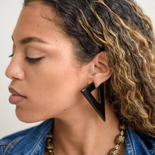 Load image into Gallery viewer, Black Bold Triangle Hoop Earrings
