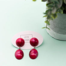 Load image into Gallery viewer, Cranberry Aura Glow Jelly Bean Earrings