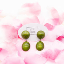 Load image into Gallery viewer, Olive Green Aura Glow Jelly Bean Earrings
