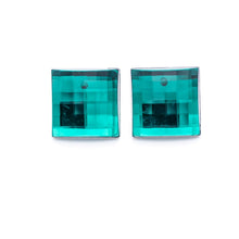 Load image into Gallery viewer, Emerald Quilted Facet Square Shine-On Stud Earrings