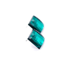 Load image into Gallery viewer, Emerald Quilted Facet Square Shine-On Stud Earrings