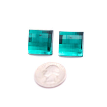 Load image into Gallery viewer, Emerald Quilted Facet Square Shine-On Stud Earrings