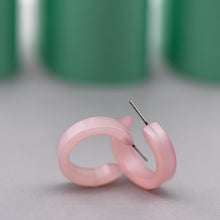 Load image into Gallery viewer, Light Pink Moonglow Mini Classic Hoop Earrings
