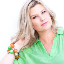 Load image into Gallery viewer, Lime Green Moonglow Jumbo Lucite Bubble Stations Bracelet