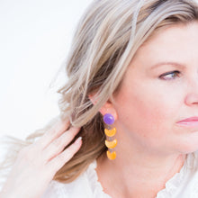 Load image into Gallery viewer, Teal and Lilac Moonglow Fish Scale Earrings